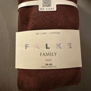 Falke Family Cotton Tights in Dark Brown S-M NWT